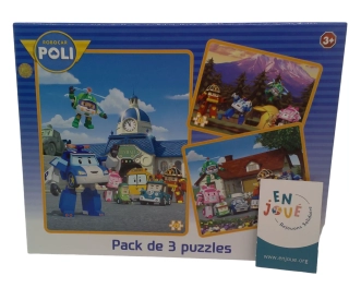 Pack 3 puzzles Robocar Poli d'occasion -Ouaps-  Dès 3 ans | Jeu Change - Enjoué -  Rejouons Solidaire