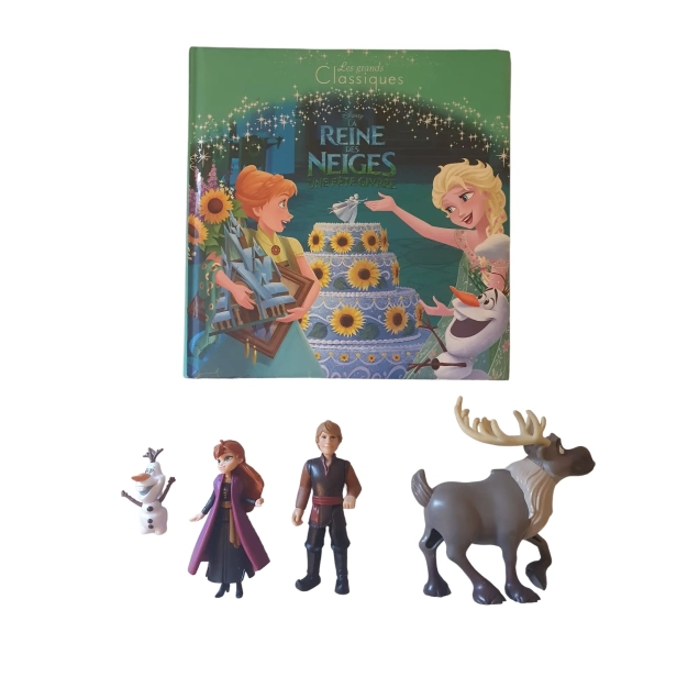 Lot 4 figurines et 1 livre "Reine des Neiges" DISNEY - Dès 3 ans